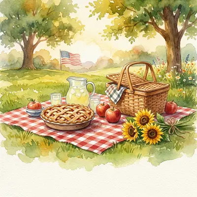 Watercolor American Picnic preview