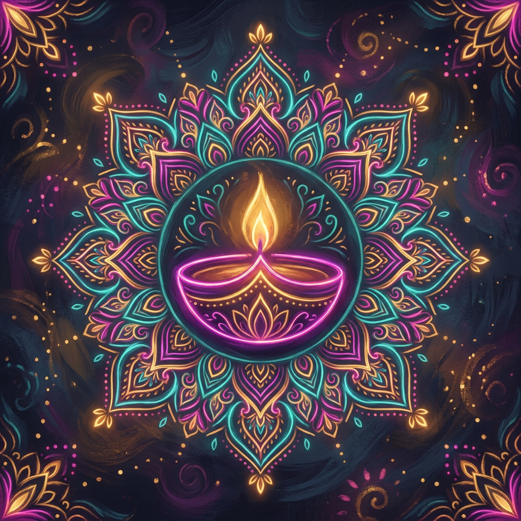 Diwali Neon Diya Art preview