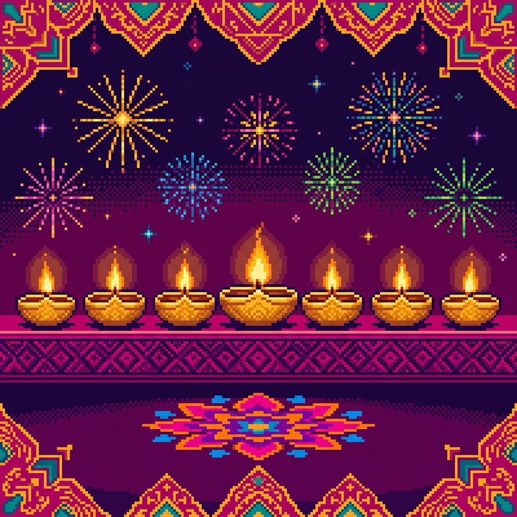 Pixel Art Diwali Diyas preview