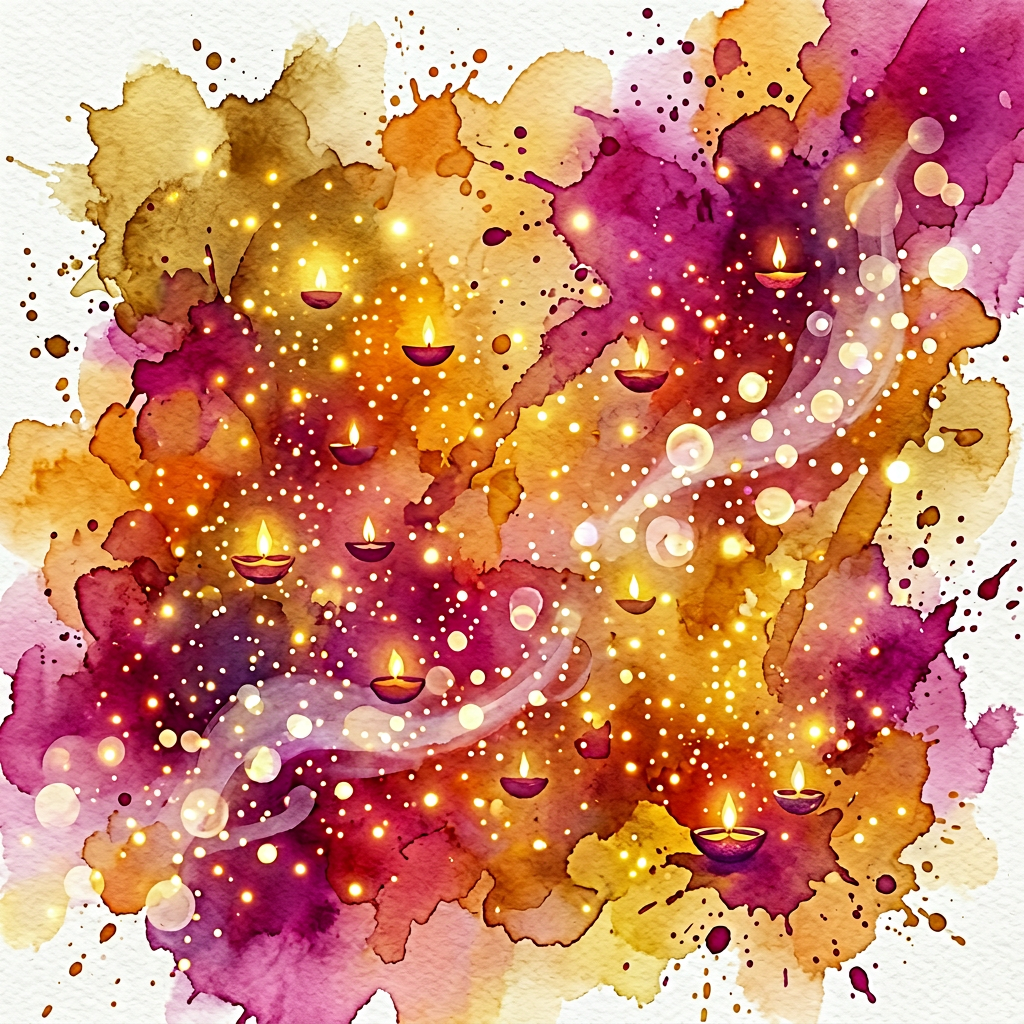 Watercolor Diwali Lights Art preview