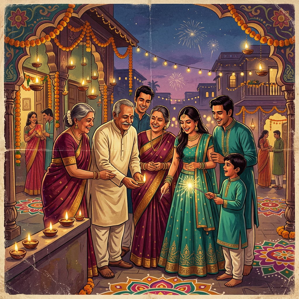 Diwali Vintage Poster Art preview