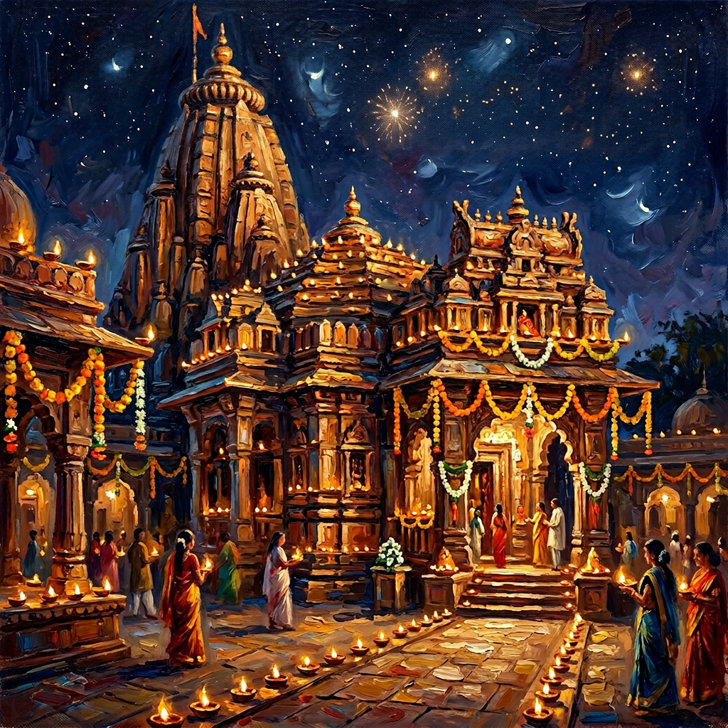 Oil Paint Diwali Temple Art preview