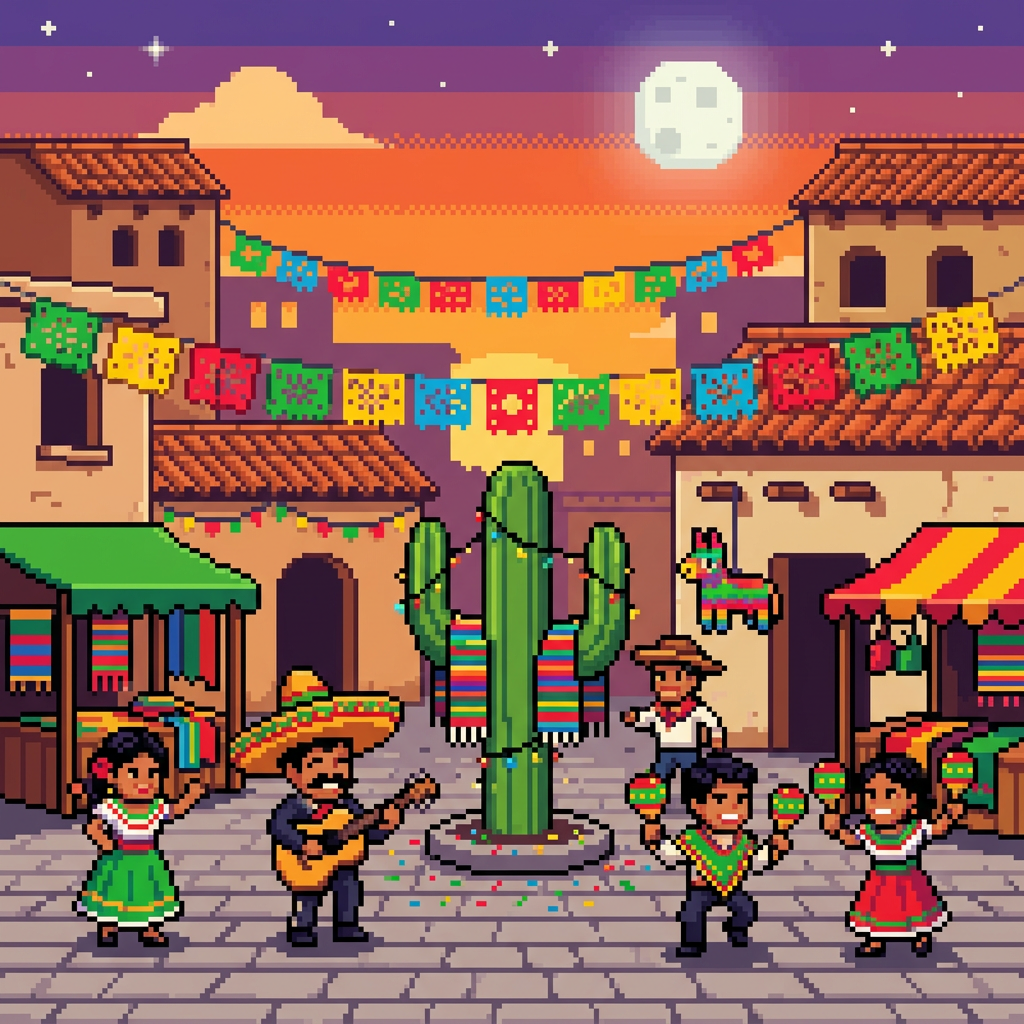 Pixel Sombrero Fiesta Art preview