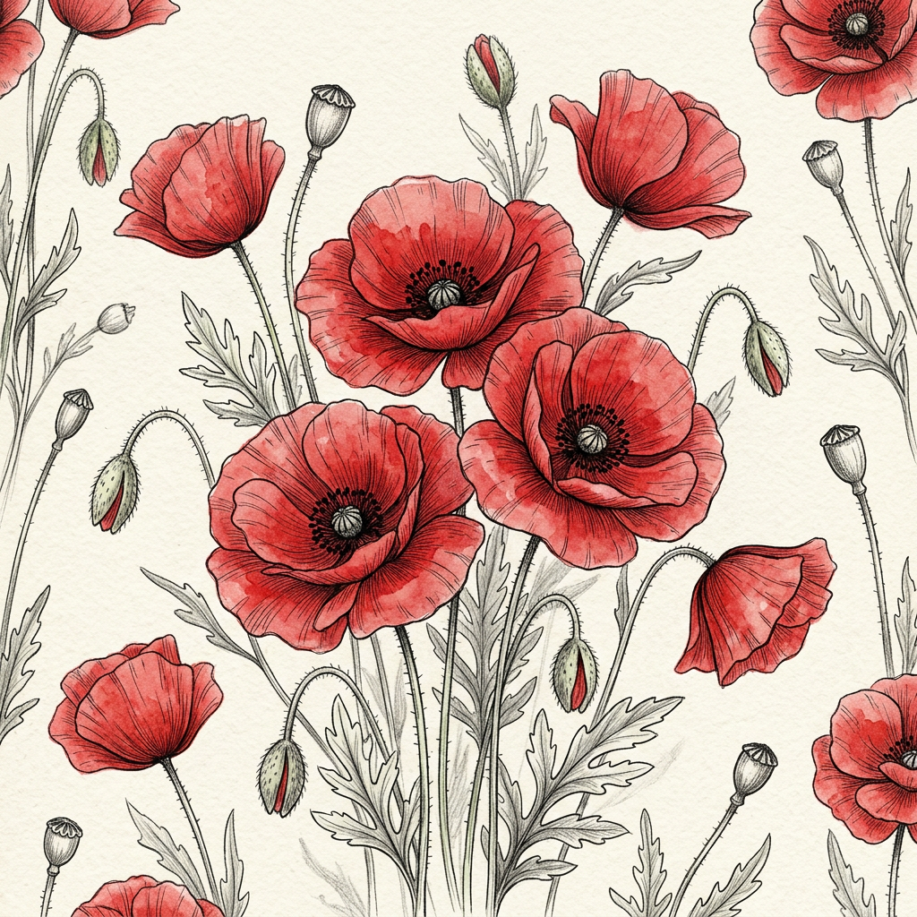 Sketched Poppy Memorial Art preview