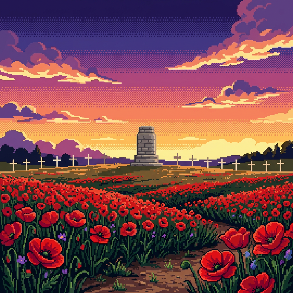 Pixel Poppy Field Art preview