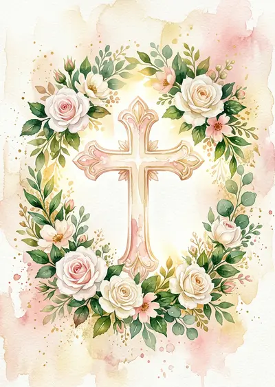 Baptism Cross Florals preview