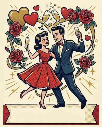 Love Anniversary Retro Cartoon preview