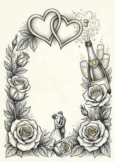 Love Anniversary Ink Illustration preview