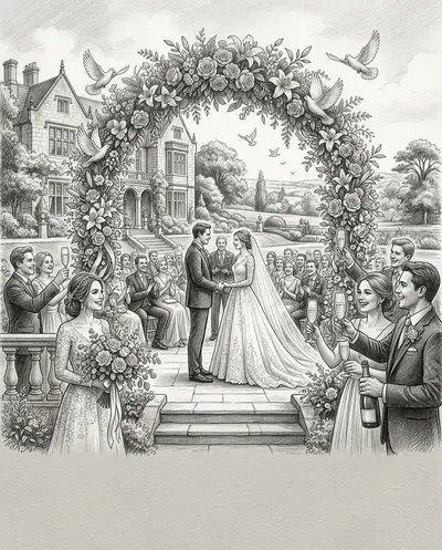 Wedding Celebration Pencil Drawing preview