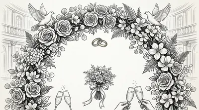 Wedding Celebration Ink Illustration preview