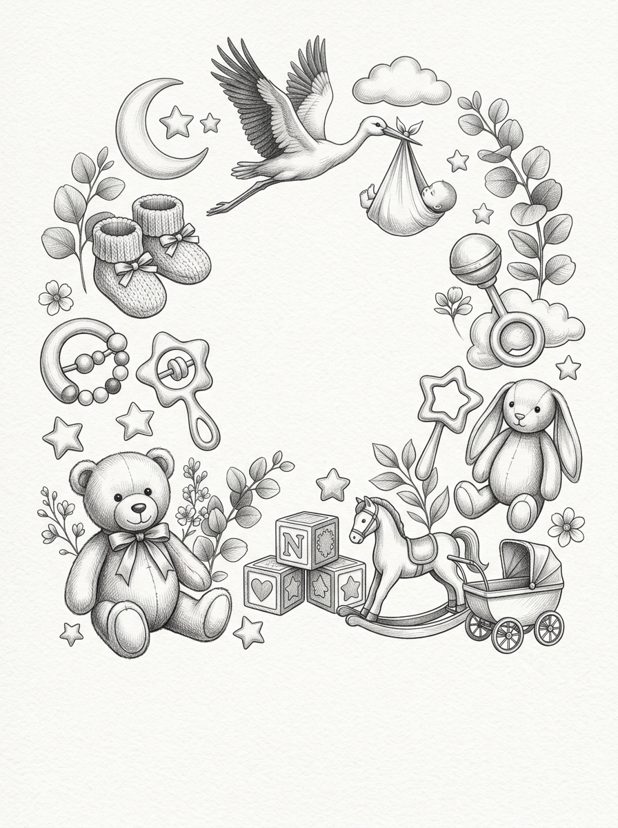 Baby Shower Pencil Drawing preview