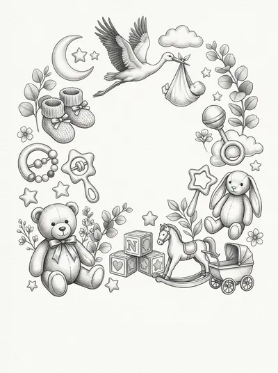 Baby Shower Pencil Drawing preview